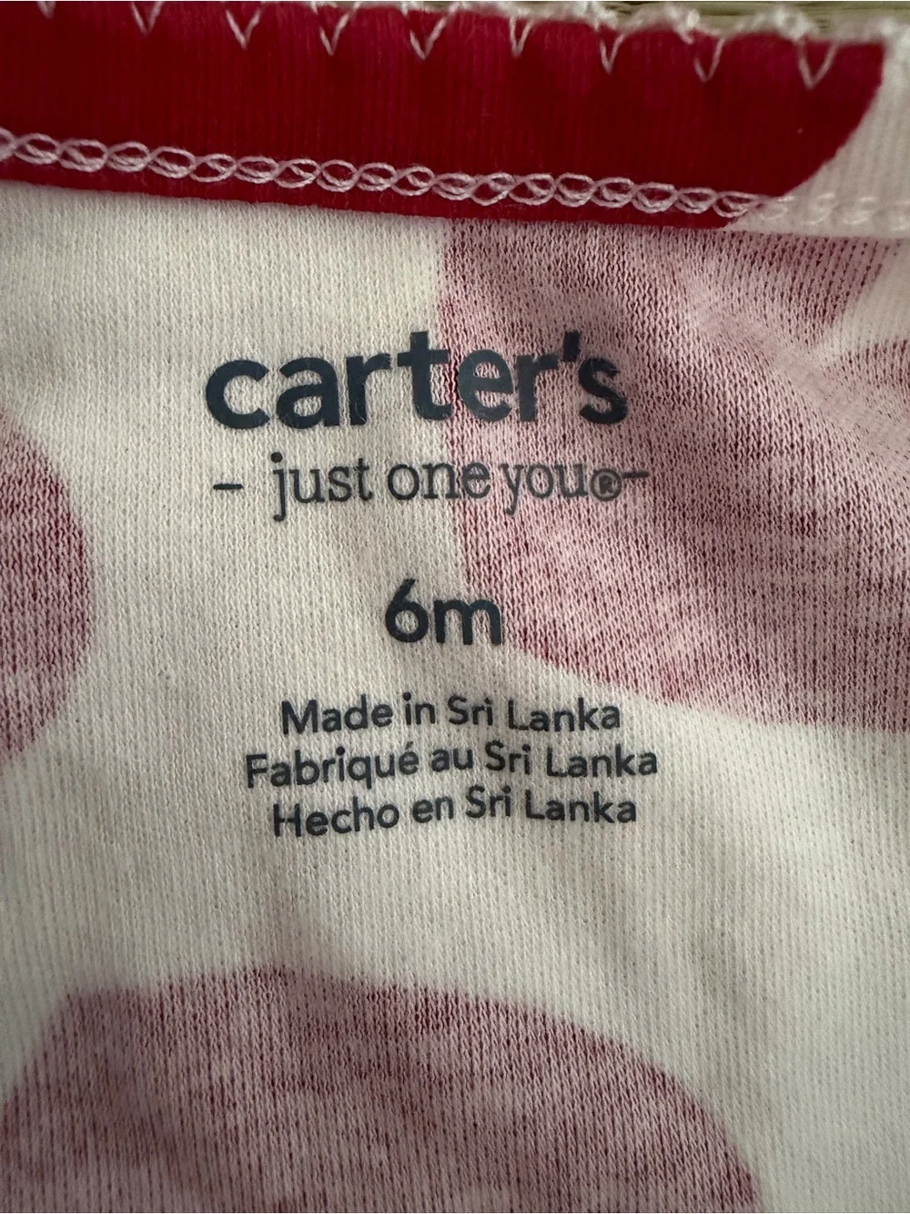 Carter's White Footed One-Piece with Red Heart Print - 6 Months - NEVER WORN